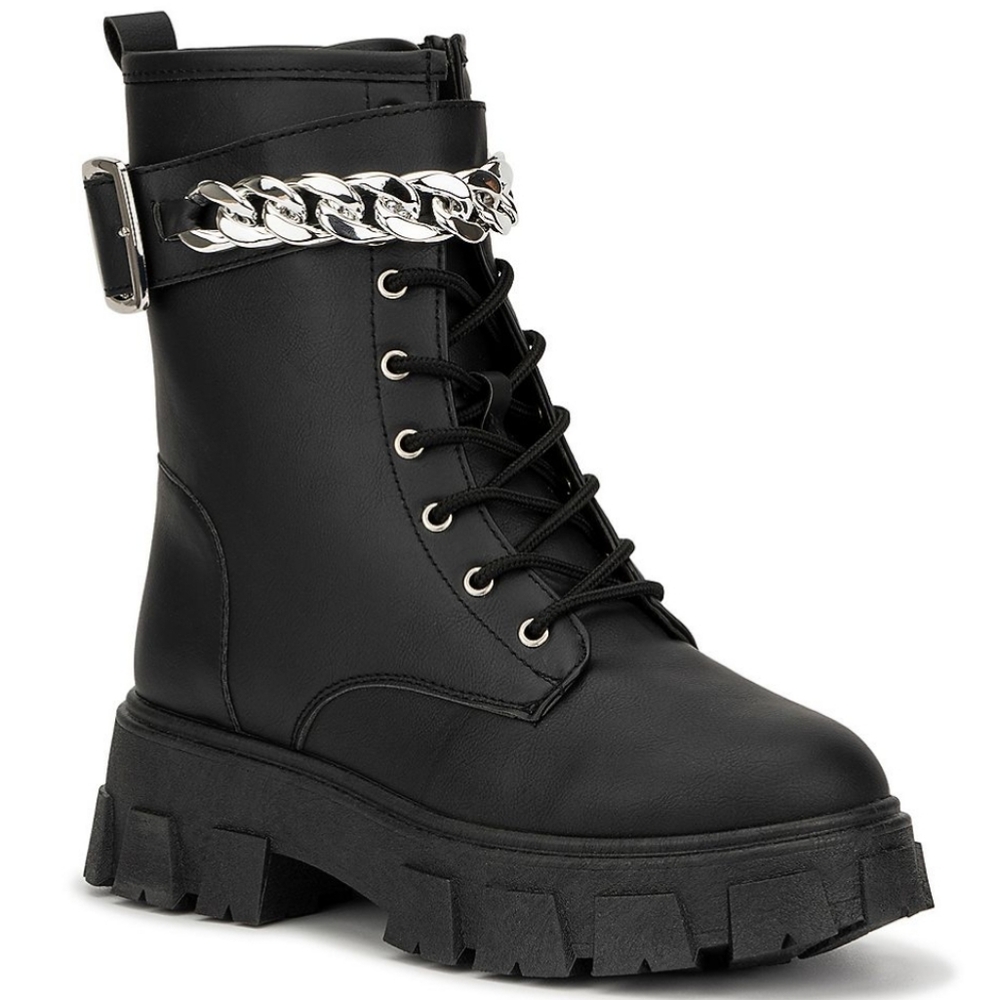 Olivia Miller Ava Women's Chunky Combat Boots W Chain Size 7
